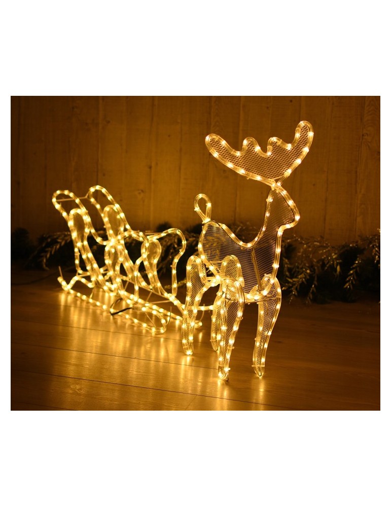 Kalėdinis elnias su rogėmis. 432 LED