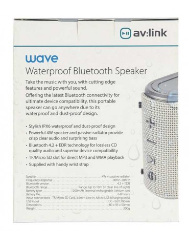 WAVE-SLV nešiojama garso kolonėlė Bluetooth, IPX6