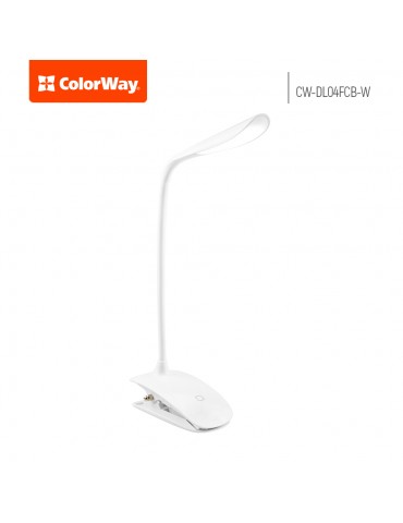 ColorWay LED Table Lamp Flexible & Clip with built-in battery White, Table lamp, 3 h, 5 V, 0.5 Ah