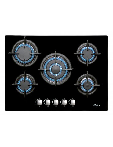 CATA Hob L 7005 CI BK Gas on glass, Number of burners/cooking zones 5, Mechanical, Black