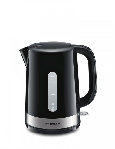 Bosch Kettle TWK7403 Electric, 2200 W, 1.7 L, Plastic with stainless steel finishing, Black, 360 rotational base
