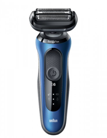 Braun Shaver 60-B1500s Cordless, Charging time 1 h, Lithium Ion, Number of shaver heads/blades 3, Black/Blue, Wet & Dry