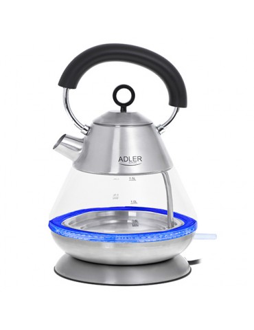 Adler Kettle AD 1282 Electric, 1850 W, 1.5 L, Glass/Stainless steel, 360 rotational base, Inox