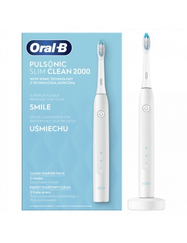 Oral-B Electric Toothbrush Pulsonic 2000 Rechargeable, For adults, Number of brush heads included 1, Number of teeth brushing mo