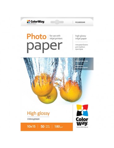 ColorWay High Glossy Photo Paper, 50 Sheets, 10x15, 180 g/m 