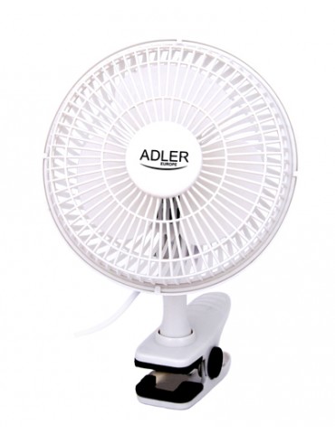 Adler Fan with clip AD 7301 Table Fan, Number of speeds 2, 30 W, Diameter 15 cm, White